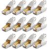 deleyCON 12x CAT 6a Connettore di Rete RJ45 a Sgancio Rapido con Schermatura 10 Gbit/s Spina di Rete per la Posa Rigidi di Cavi Grezzi Connettore RJ45 Ethernet LAN Cavo Patch DSL