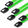 deleyCON 3x 50cm SATA 3 Nylon Cavi Set Cavo Dati 6 Gbit/s Cavo di Collegamento Cavo di Attacco Scheda Madre HDD SSD Disco Rigido 2 Spina S-ATA Dritta Verde
