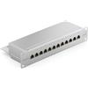 deleyCON CAT6 Patch Panel 12 Porte del Desktop 10 Pollici Montaggio Rack Assemblaggio del Server 12x RJ45 Schermato TIA568A TIA568B - Grigio Chiaro