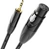 deleyCON 5m Presa XLR a Jack 3,5mm Maschio Cavo Stereo AUX | Cavo per microfono, cavo adattatore audio, qualità da studio, rame OFC AWG24, con meccanismo di bloccaggio in metallo
