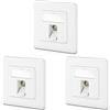 deleyCON Presa di rete CAT7 1 Porta 10 Gigabit da Incasso, 3 Pezzi - Bianco | Presa Ethernet LAN, scatola di giunzione, scatola dati, schermata, CAT 7 Keystone RJ45, cavo patch di rete DSL