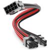 deleyCON 6+2 Pin PCI Express Scheda Grafica GPU Cavo Alimentazione Cavo di Estensione 30 cm - 18 AWG PSU PC Computer Nylon Cavi di Corrente Spina a Presa - Nero Rosso