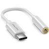 deleyCON 10cm Adattatore Cuffie USB‑C a Jack 3,5mm AUX - Compatibile con Apple, Samsung, Google, Huawei, Xiaomi, Smartphone, Tablet, Laptop, PC, Surface, Cuffie e Altoparlanti - Bianco