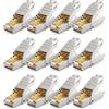 deleyCON 12x CAT 8 Connettore di Rete RJ45 a Sgancio Rapido con Schermatura 40 Gbit/s Spina di Rete per la Posa Rigidi di Cavi Grezzi Connettore RJ45 Ethernet LAN Cavo Patch DSL