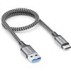 deleyCON 0,30m Cavo USB-A a USB-C 3.0 Corto 5Gbps - Ricarica Dati - per Smartphone iPhone 17 16 iPad Galaxy S26 25 A17 A56 Tablet MacBook Notebook Fotocamera HDD SSD Disco Esterno
