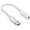 deleyCON USB-C a 3,5mm Audio Adattatore - DAC-Chip & TRRS - USB Tipo-C Connettore a Presa Jack - Compatibile con Smartphone, Tablet, Cuffie, Altoparlanti - Bianco