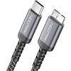 deleyCON 3,0m Cavo USB 3.0 Micro-B 5 Gbps - USB-C a Micro-B - Cavo Dati in Nylon per Box/HDD/SSD Esterni - per Toshiba, WD, Seagate, Samsung ecc.