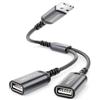 deleyCON Splitter USB 1 a 2 - Cavo Y USB 2.0 per Dati e Alimentazione 18W - Adattatore per PC, Laptop, Mac, Auto, Tastiera, Mouse, PS5 e Altri Dispositivi