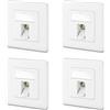 deleyCON 4x Presa di Rete CAT8 da Incasso con RJ45 Keystone - 40 Gbps, STP Schermata - Presa Dati per Cavo Patch, Cavi di Rete, Cavi Ethernet da Installazione, Gigabit LAN - Bianco