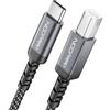 deleyCON 2m Cavo Stampante USB C (Per Stampanti, Scanner, MIDI) USB-C a B, Intrecciato + Connettori in Metallo, per HP Samsung Epson Dell Lexmark Brother Canon ecc.