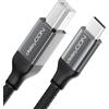 deleyCON 1,5m Cavo Stampante USB-C - USB-C a USB-B - MacBook, PC, Scanner | per stampanti, MIDI di Epson, HP, Samsung, Canon, Brother, per iPhone 17/16/15, notebook, tablet con connettore metallico