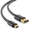 deleyCON 5m Cavo Mini USB 2.0 High Speed - Cavo di Ricarica e Dati per Telefoni, Smartphone, Tablet, Navigatori e Microfoni - USB‑A Maschio a Mini‑B Maschio - Nero