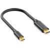 deleyCON 0,15m Cavo Corto USB‑C a Micro‑USB - Cavo di Ricarica e Dati - Compatibile con Telefoni, Smartphone e Tablet con Porta Micro‑USB o Caricatore, e Notebook con USB‑C - Nero