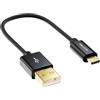 deleyCON Cavo Micro USB 0,15m con Nylon + Connettori Metallo - Ricarica, Dati, Ricarica Rapida per Smartphone, Tablet, PC, Laptop, Notebook - Nero