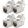 deleyCON 4x CAT 8 Modulo Jack Keystone Cavo Patch Cavo di Rete Ottimale per CAT8 CAT7 CAT7a Cavo di Installazione Connettore Schermatura STP Jack RJ45 Rete Pannello Patch Staffa Keystone Estensione