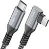deleyCON 0,5m Cavo USB-C 100W 10 Gbps Corto Angolato 90 Grad (USB 3.2 Gen2) PD 3.0 Ricarica Dati 4K@60Hz per iPhone 17 16 15 Galaxy A16 A26 A56 S26 S25 S24 iPad SSD HDD MacBook PS5