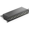 deleyCON CAT6 Patch Panel 12 Porte del Desktop 10 Pollici Montaggio Rack Assemblaggio del Server 12x RJ45 Schermato TIA568A TIA568B - Nero
