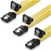 deleyCON 3x 50cm Cavo SATA III S-ATA 3 Dati per SSD HDD Disco 6 GBit/s Cavo Collegamento Connessione - 1x Connettore Dritto 1x 90° L-Type - Giallo