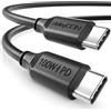 deleyCON 0,5m USB C PD3.0 (100W Ricarica Rapida) Corto per iPhone 17 16 15 Pro Max Air Galaxy S26 S25 S24 S23 S22 Pixel iPad Pro MacBook Air Tablet Switch PS5 - Nero