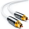 deleyCON 1,5m Audio Digitale Ottico - S/PDIF - 2x Toslink Connettori - Fibra Ottica Connettori Metallo 5mm Flessibile - Bianco