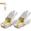 deleyCON 2x Connettore RJ45 CAT 8 Angolato 90° Senza Utensili, Schermato, 40 Gbit/s - per Cavi di Posa Rigidi (Roh), Ethernet LAN/DSL/Patch
