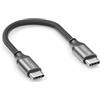 deleyCON 0,15m USB-C (USB 3.2 Gen2 10Gbit/s & 100W) Corto Ricarica 4K@60Hz per Caricatore iPhone 17 16 15 Pro Max Air AirPods Watch Galaxy S26 S25 S24 iPad MacBook Tablet Switch PS5 SSD