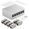 deleyCON Patch Panel 6 Porte Set Sezionatore 1RU + 6 Moduli Keystone Jack RJ45 STP CAT6a Compatibile con Cavo di Installazione CAT5 CAT6 CAT6a CAT7 Cavo di Rete Ethernet LAN DSL - Grigio