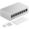 deleyCON Alloggiamento Patch Panel 8 Porte 1RU per Moduli Keystone 14,9mm x 17mm con Connettore Coassiale RJ45 BNC, F, Antenna RJ-11, Cinch Jack, USB, Toslink, PS2, HDMI - Grigio