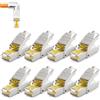 deleyCON 8x Connettore RJ45 CAT 8 Angolato 90° Senza Utensili, Schermato, 40 Gbit/s - per Cavi di Posa Rigidi (Roh), Ethernet LAN/DSL/Patch