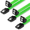 deleyCON 3x 50cm SATA 3 Nylon Cavi Set Cavo Dati 6 Gbit/s Cavo di Collegamento Cavo di Attacco Scheda Madre HDD SSD Disco Rigido 1 Spina S-ATA a 90° Verde