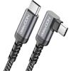 deleyCON 1,5m Cavo USB C Angolato 90° (Ricarica Rapida 60W) USB-C a USB-C per iPhone 17 16 15 Galaxy A16 A56 S25 S24 S23 Pixel iPad MacBook AirPods Tablet CarPlay