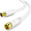 deleyCON 15m Cavo Antenna SAT TV Cavo Coassiale Connettore F a Presa IEC | Tripla schermatura, DVB-S, DVB-S2, radio DAB, DVB-T2 - Bianco