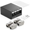 deleyCON Patch Panel 4 Porte Set Sezionatore 1RU + 4 Moduli Keystone Jack RJ45 STP CAT6a Compatibile con Cavo di Installazione CAT5 CAT6 CAT6a CAT7 Cavo di Rete Ethernet LAN DSL - Nero