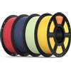ELEGOO PLA Matte Filamento 4 Colori 4KG 1,75 mm | Colori: Blu Marino Rosso Rubino Verde Menta Giallo Sole, Bobina 1kg, Per la maggior parte delle Stampanti 3D FDM