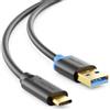 deleyCON 0,5m Cavo USB-C USB 3.0 5 Gbit/s USB-A a USB-C | Cavo di ricarica/dati corto da 50 cm per iPhone 17 Pro Air/16/15 Pro Max, Galaxy S26/S25/S24, Pixel, iPad, MacBook, PS5