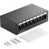 deleyCON Pannello patch a 8 porte 1U per moduli Keystone da 14,9 mm x 17 mm con connettore coassiale RJ45 BNC F, antenna RJ-11, RCA jack, USB, Toslink, PS2, HDMI - Nero