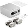 deleyCON Patch Panel 4 Porte Set Sezionatore 1RU + 4 Moduli Keystone Jack RJ45 STP CAT6a Compatibile con Cavo di Installazione CAT5 CAT6 CAT6a CAT7 Cavo di Rete Ethernet LAN DSL - Grigio