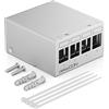 deleyCON Alloggiamento Patch Panel 4 Porte 1RU per Moduli Keystone 14,9mm x 17mm con Connettore Coassiale RJ45 BNC f Antenna RJ-11 Cinch Jack USB Toslink PS2 HDMI - Grigio