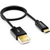 deleyCON Cavo Micro USB 0,30m con Nylon + Connettori Metallo - Ricarica, Dati, Ricarica Rapida per Smartphone, Tablet, PC, Laptop, Notebook - Nero
