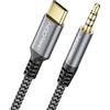 deleyCON 3,0m Adattatore USB-C a 3,5mm Audio AUX - USB Tipo-C a Connettore Jack - per Smartphone, Tablet, Cuffie, Altoparlanti, HiFi - per iPhone 17 16 15, iPad, Galaxy S25 S24 A16 A56