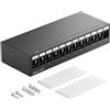 deleyCON Pannello patch a 12 porte 1U per moduli Keystone da 14,9 mm x 17 mm, con connettori RJ45, coassiale BNC F, antenna RJ-11, RCA jack, USB, Toslink, PS2, HDMI - Nero