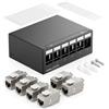 deleyCON 6 Porte CAT7 Set di Pannelli Patch con 6x CAT.7 RJ45 Modulo Jack Keystone STP 10 Gbit/s - Compatibile con Cavo di Installazione CAT6 CAT6a CAT7 CAT8 Cavo di Rete Ethernet LAN DSL - Nero