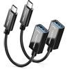 deleyCON 2x Cavo Adattatore da USB-C a USB-A 3.0 OTG - Compatibile con Notebook, Laptop, PC, Smartphone, Cellulari, iPhone 17, 16, 15, S25, S24, S23, MacBook, iPad Mini, iMac - 17 cm