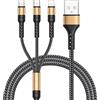 RAVIAD Multi Cavo di Ricarica 3 in 1 Multiplo Cavetto Micro USB Tipo C 2M | Nylon Intrecciato Cavo di Ricarica USB per iPhone 17 16 15, Samsung S25 S24 S23 S22, Huaiwe P40 P30, Xiaomi, OnePlus-Oro