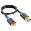 deleyCON 0,30m Cavo Corto Micro USB 3.0 - Cavo Dati fino a 5 Gbit/s - Cavi di Ricarica per Telefoni, Smartphone, Tablet e Hard Disk Esterni - USB‑A Maschio a Micro‑B Maschio Nero