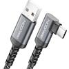deleyCON 1,5m Cavo USB C Angolato 90° USB-A a USB-C Cavo di Ricarica e Dati per iPhone 17 16 15 Pro Max Air Galaxy A16 A56 S25 S24 S23 Pixel AirPods Notebook PS5