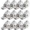 deleyCON 12x Connettore di Rete CAT 6a RJ45 con Connessione LSA per Cavi di Installazione Rigidi Schermati 10 Gbit/S Cavo LAN Connettore per Cavo di Rete CAT6a Alloggiamento in Metallo