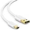 deleyCON 1m Cavo Mini USB 2.0 High Speed - Cavo di Ricarica e Dati per Telefoni, Smartphone, Tablet, Navigatori e Microfoni - USB‑A Maschio a Mini‑B Maschio - Bianco