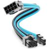 deleyCON 6+2 Pin PCI Express Scheda Grafica GPU Cavo Alimentazione Cavo di Estensione 30 cm - 18 AWG PSU PC Computer Nylon Cavi di Corrente Spina a Presa - Nero Blu