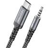 deleyCON 1,5m Adattatore Audio USB‑C a 3,5 mm - USB‑C Maschio a Jack 3,5 mm Maschio - per Cuffie, Altoparlanti e Sistemi Hi‑Fi - Compatibile con iPhone 17/16/15, iPad, Galaxy S25/S24/A16/A56